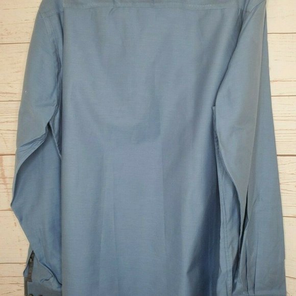 Bugatchi Uomo Blue Grey Mens Embroidered Shaped Fit Button Up Shirt - Picture 5 of 12